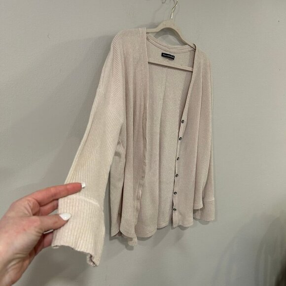 Abercrombie & Fitch Off White Ivory Lightweight Cardigan Button Up Size Large - Picture 3 of 8